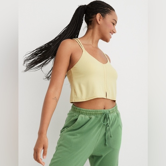 💛AERIE RIBBED APPLIQUE LACE LONGLINE BRALETTE - Picture 1 of 13